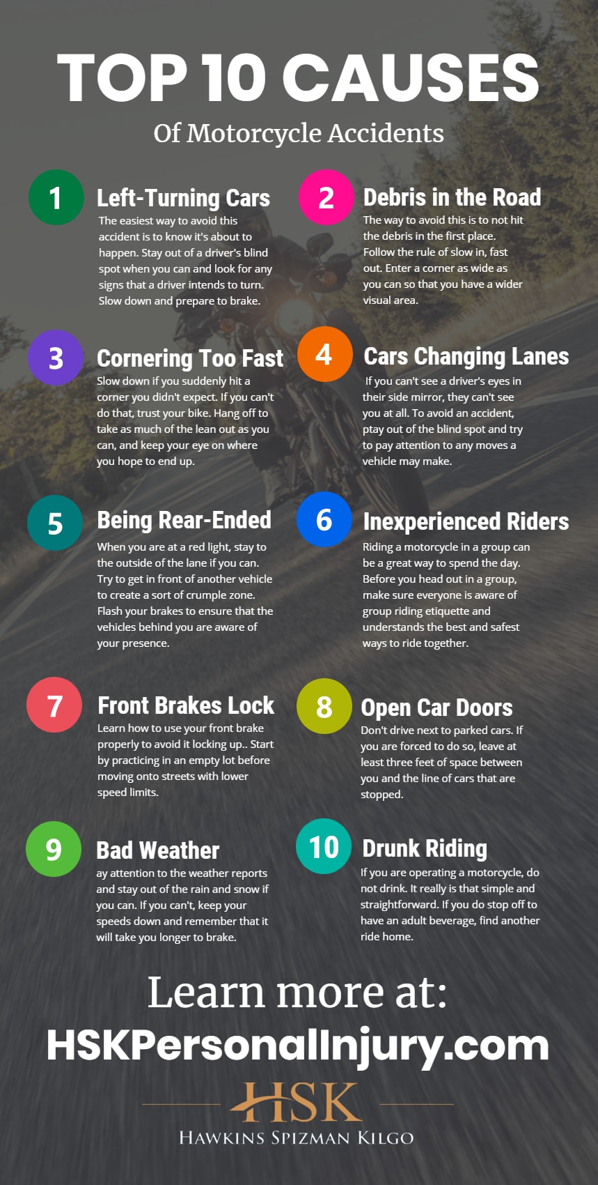 hsk top 10 causes of motorcycle accidents